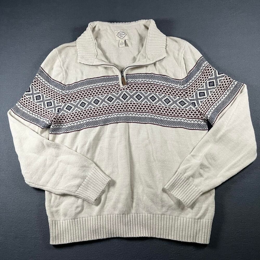 St-john-s-bay Men's Cream and White Jumper